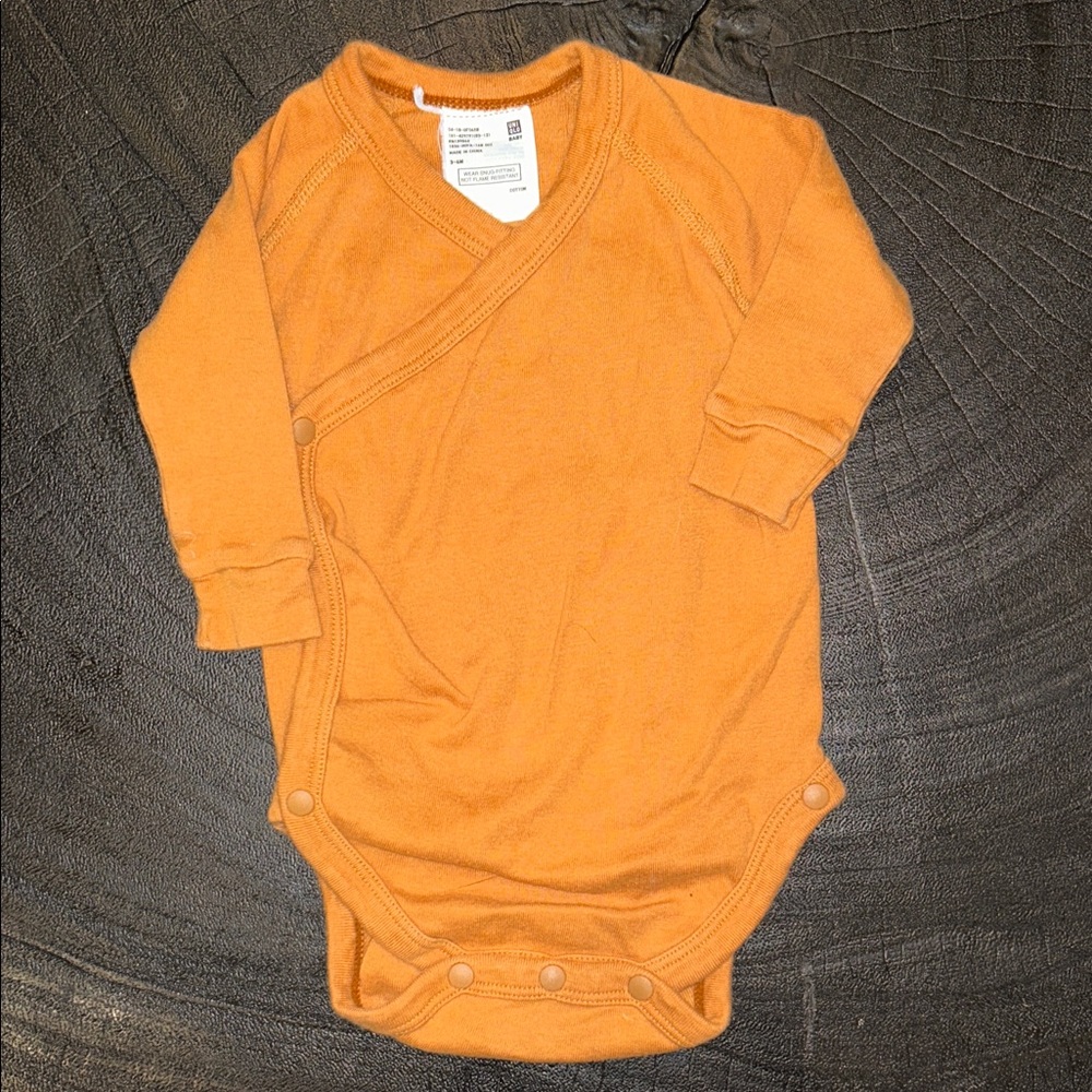 Uniqlo Kimono Style Orange Long Sleeve Baby Onesie